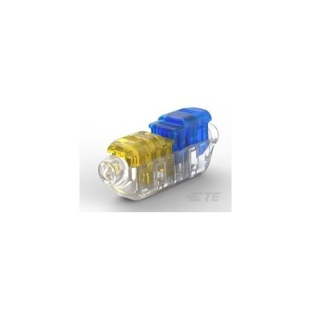 Te Connectivity Butt Splice Wire Connector, 11 AWG Max, Blue, Yellow, 400 V DC, 600 V AC, 15 A 2213600-4